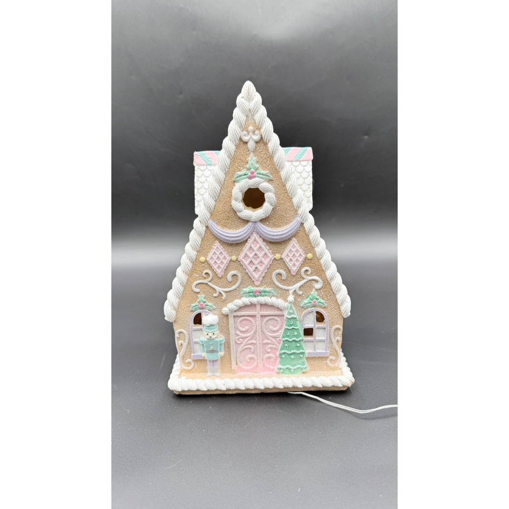Pastel Gingerbread House Light Up Christmas Village Nutcracker Decor 11.5 inch